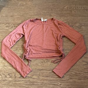 Sky & Sparrow Rust Ribbed Scrunched sides long sleeve
